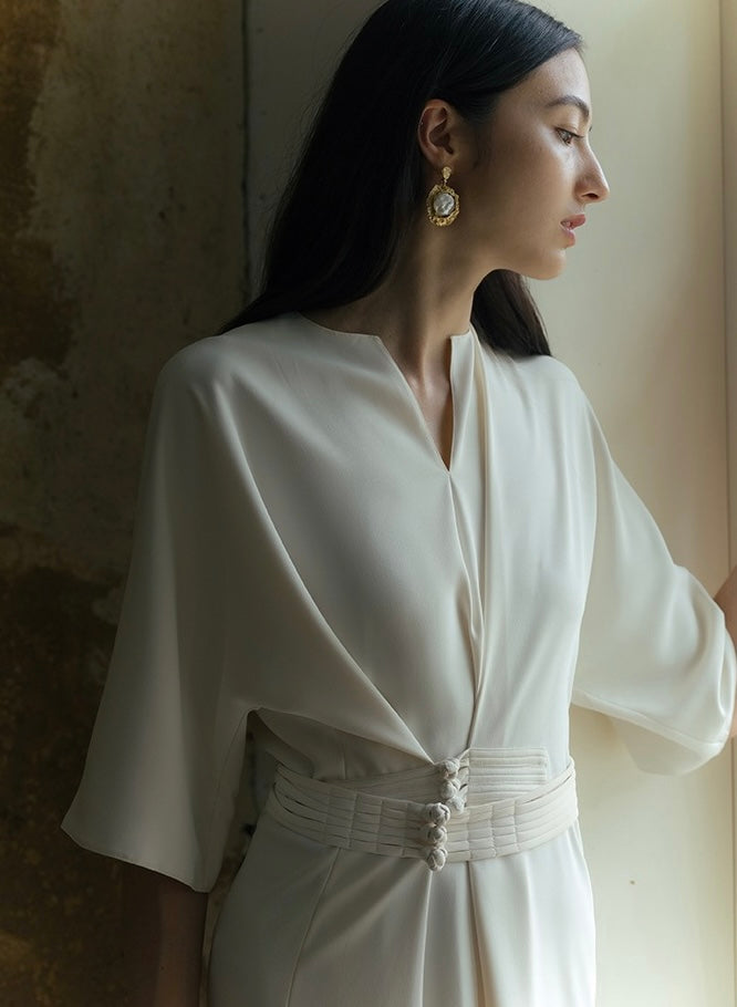 Mandarin 매듭 시프트 드레스