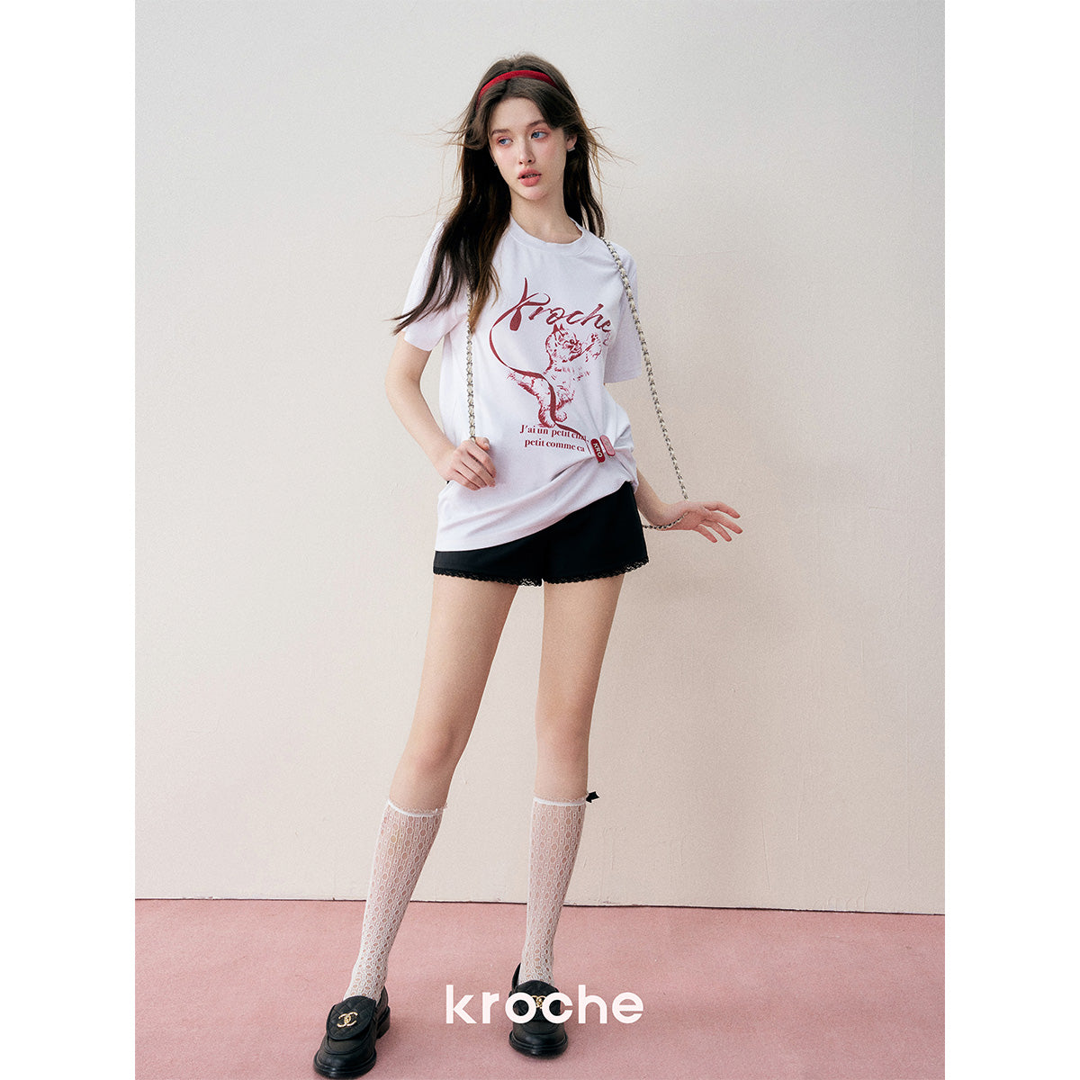 Kroche Hand Painted Ribbon Butterfly Kitten T-Shirt