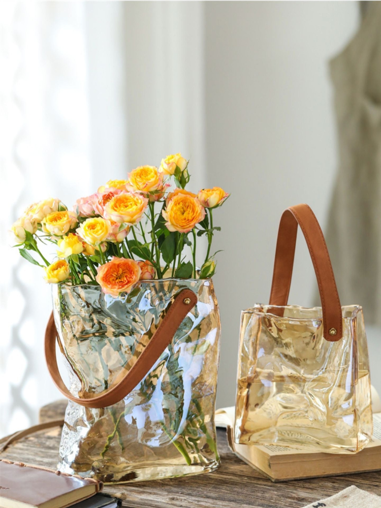 Handbag Style Glass Flower Vase