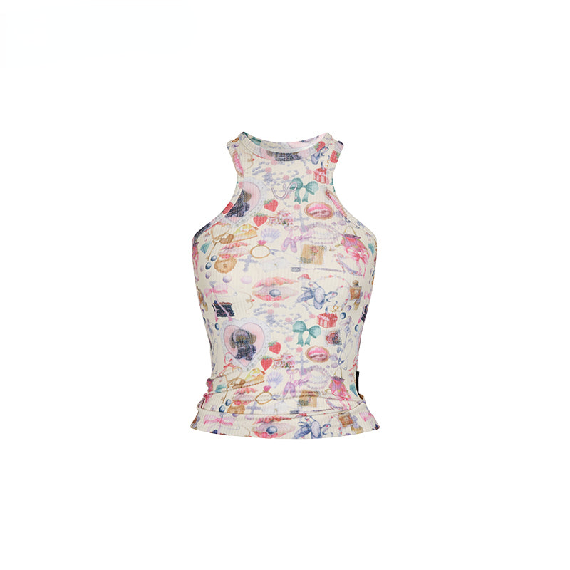 Miscellaneous Items Print & Puppy Print Slim-fit Camisole