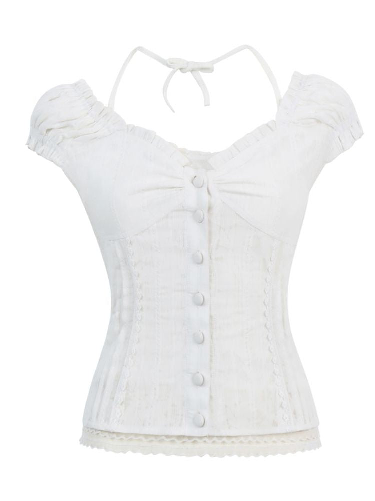 Slim Frill Sweet Halter-neck Blouse