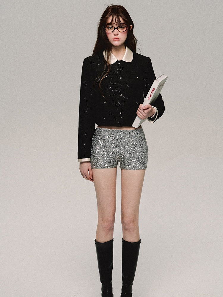 Sequins Gritter Nichi Slim-Fit Short-Pants