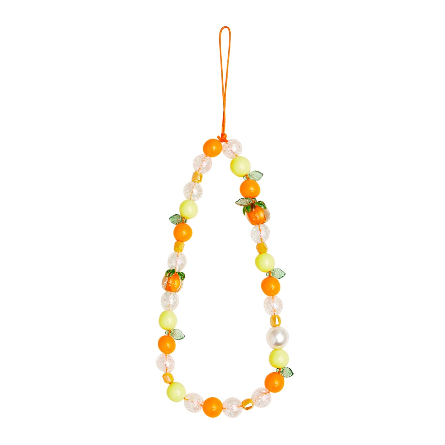 Orange Beaded Phone Charm