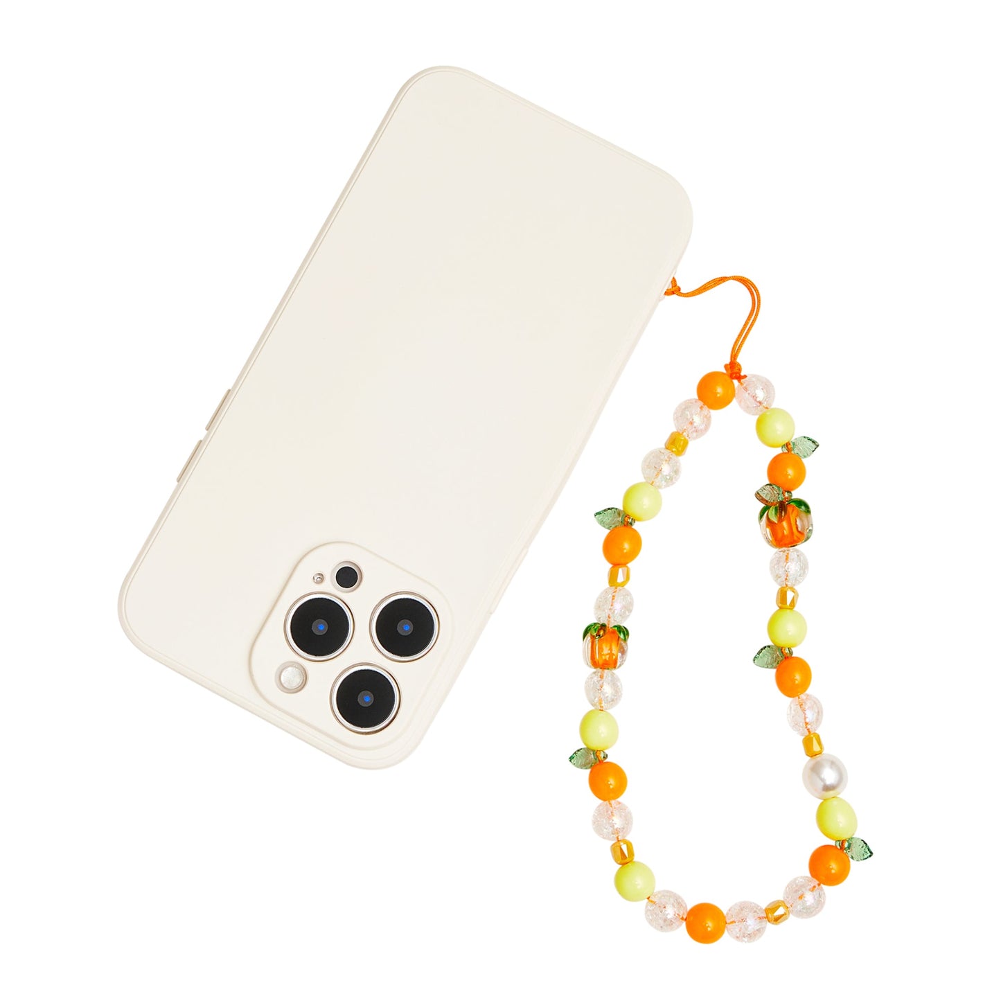 Orange Beaded Phone Charm