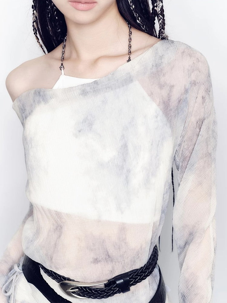 Set-Up Speckled Sheer Nichi Tie-Dye Cutsew＆Mini-Skirt＆Inner