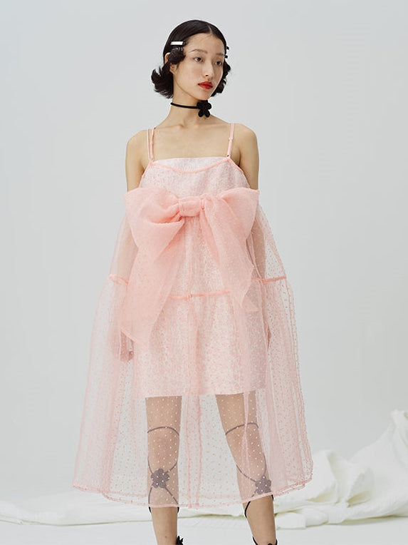 Pink Peach Blossom Suspender Skirt