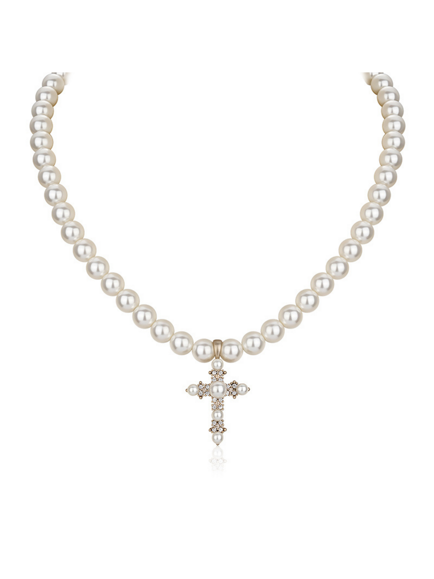 Vintage Baroque Pearl Cross Necklace/Sweater Chain