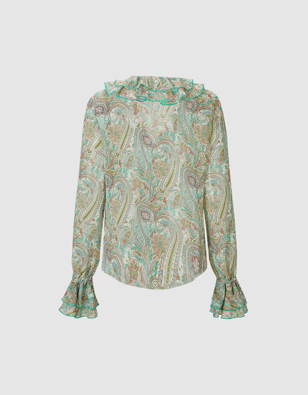 Paisley Print Ruffled Shirt