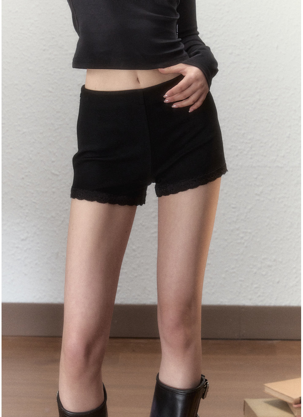 Black & Apricot Bow-knot Ruffle Mini Skirt