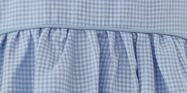 체크 퍼프 슬리브 미디 드레스블루 색상