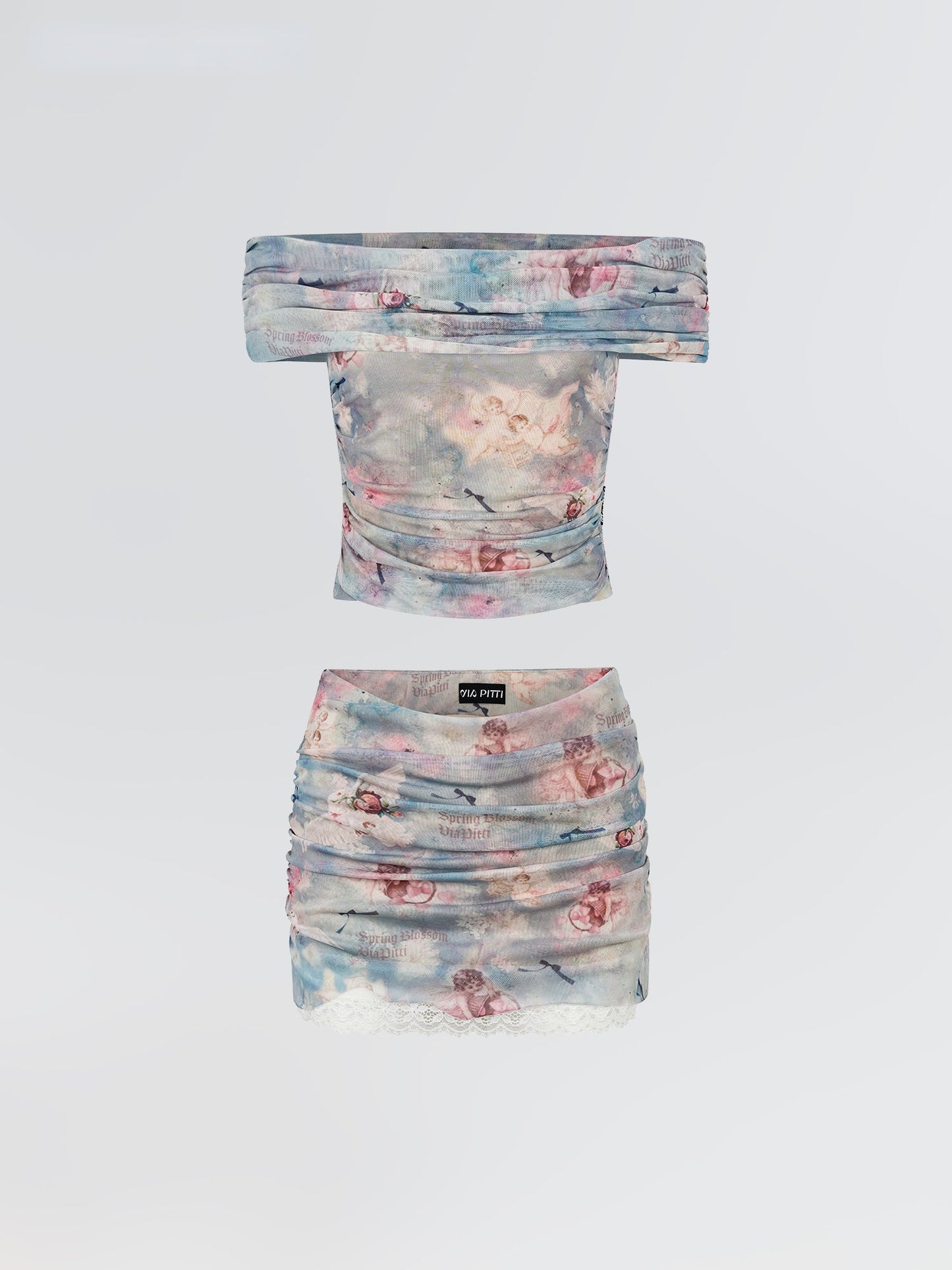 Little Angel Off-the-Shoulder Crop Tank Top & Skirt Set