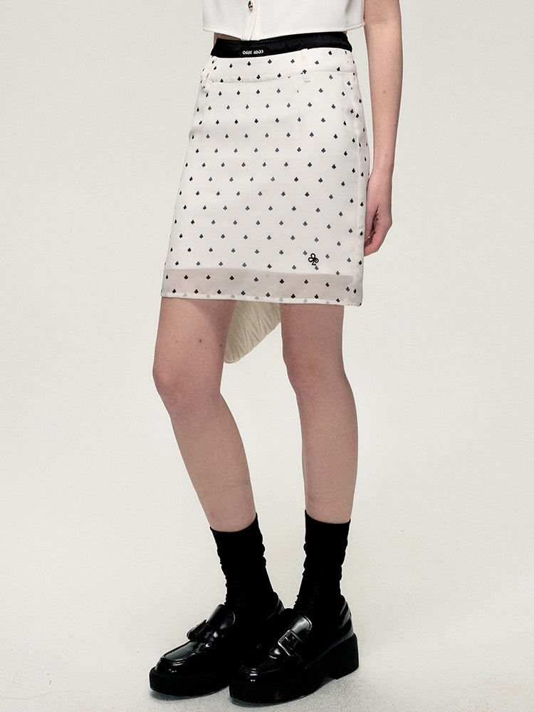 Sheer Dot Elastic-Waist Casual Mini-Skirt