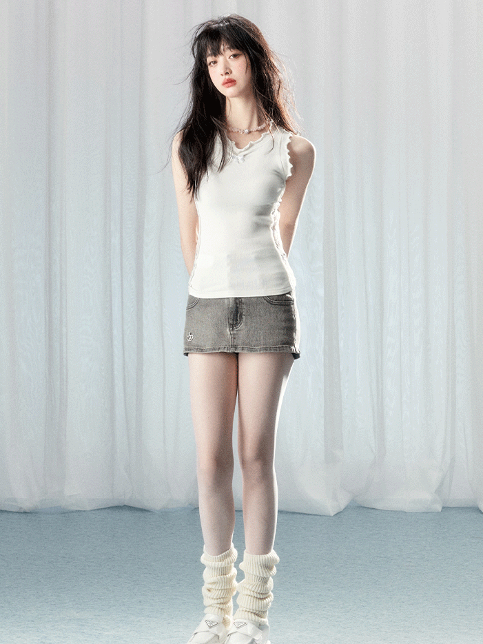 멜로우 사이드 레이스 섹시 타이트 컷소우 