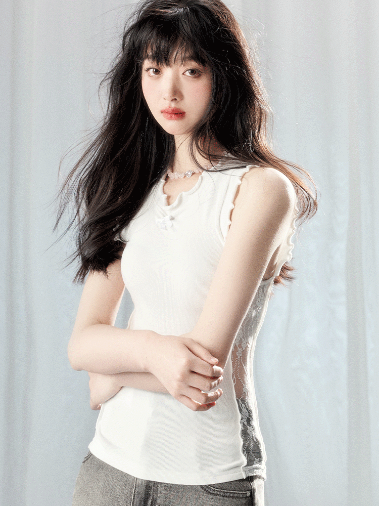 멜로우 사이드 레이스 섹시 타이트 컷소우 