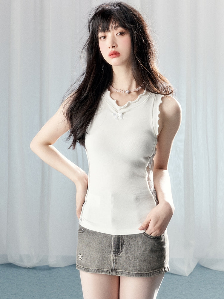 멜로우 사이드 레이스 섹시 타이트 컷소우 