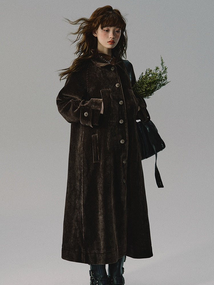 Vintage Frop-Shoulder Wool Ovresize Long-Coat