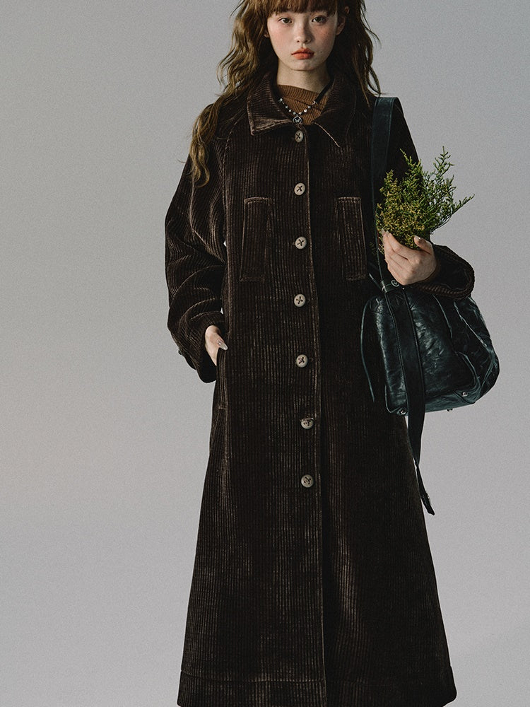 Vintage Frop-Shoulder Wool Ovresize Long-Coat