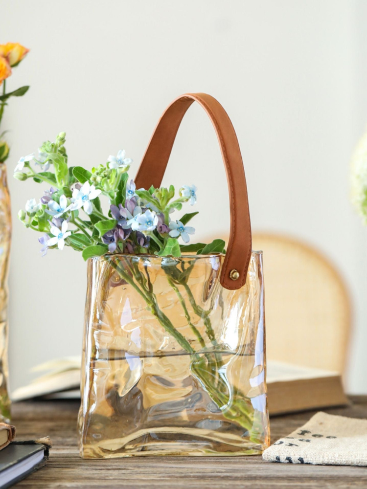 Handbag Style Glass Flower Vase