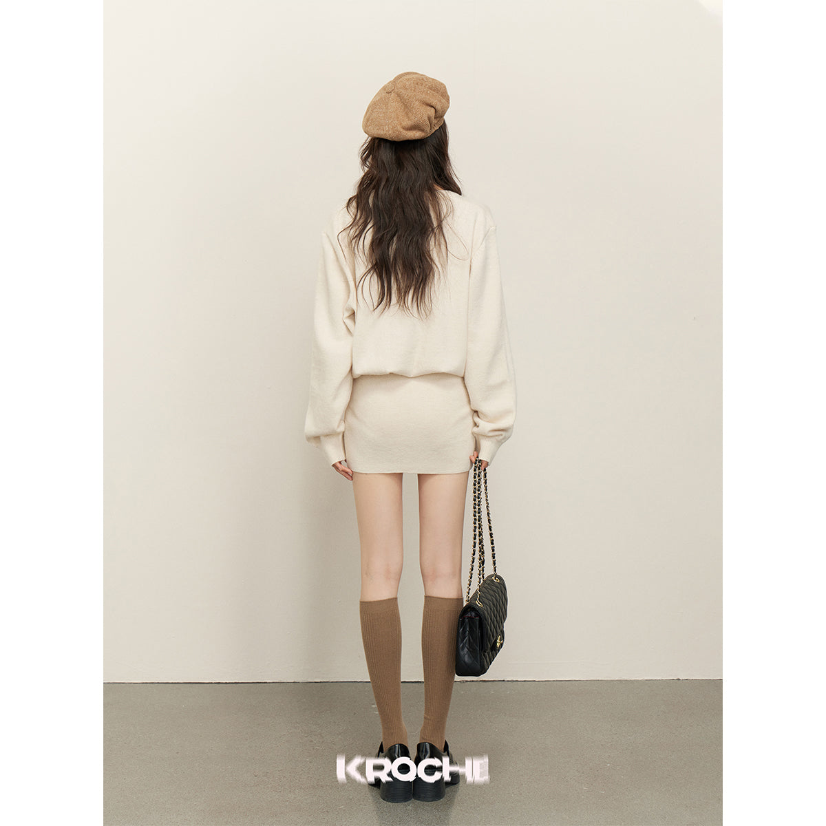 Kroche Old Money Style Knit Sweater Dress