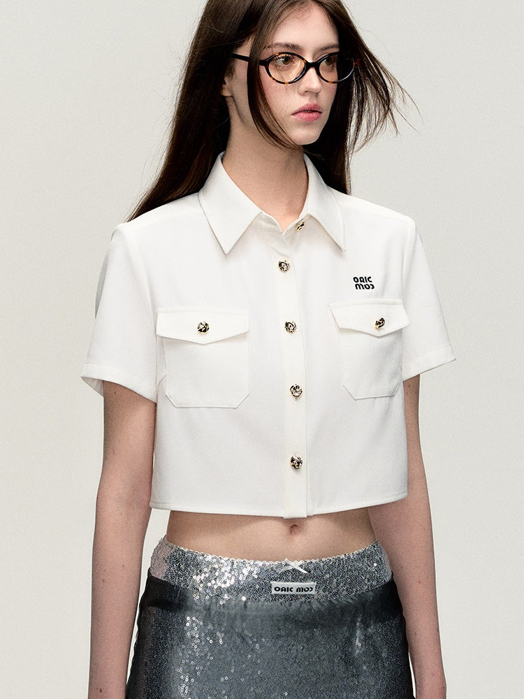 Short Casual Embroidery One-Point Shirt