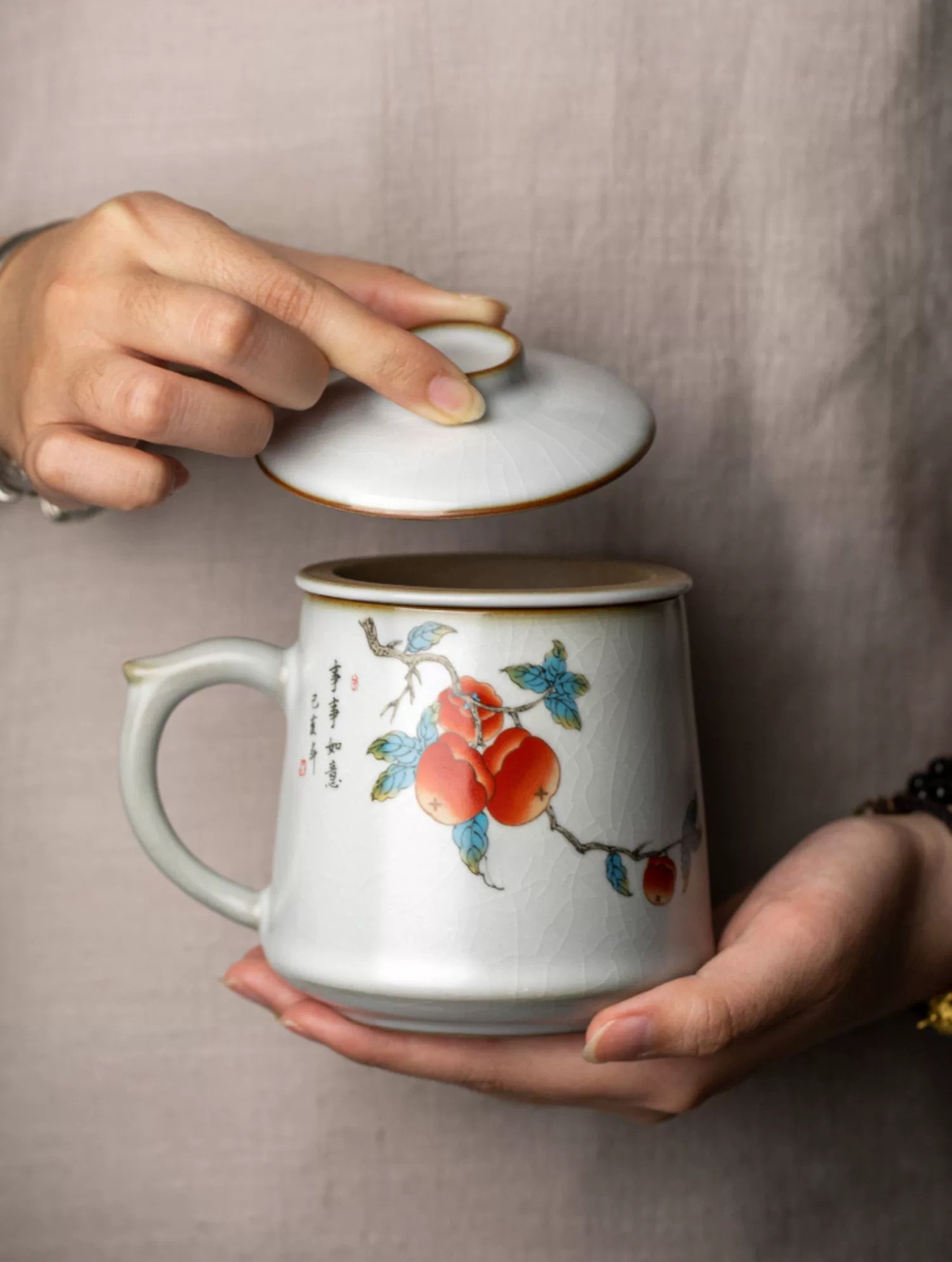 Ru Kiln Elegance - Ceramic Office Tea Cup
