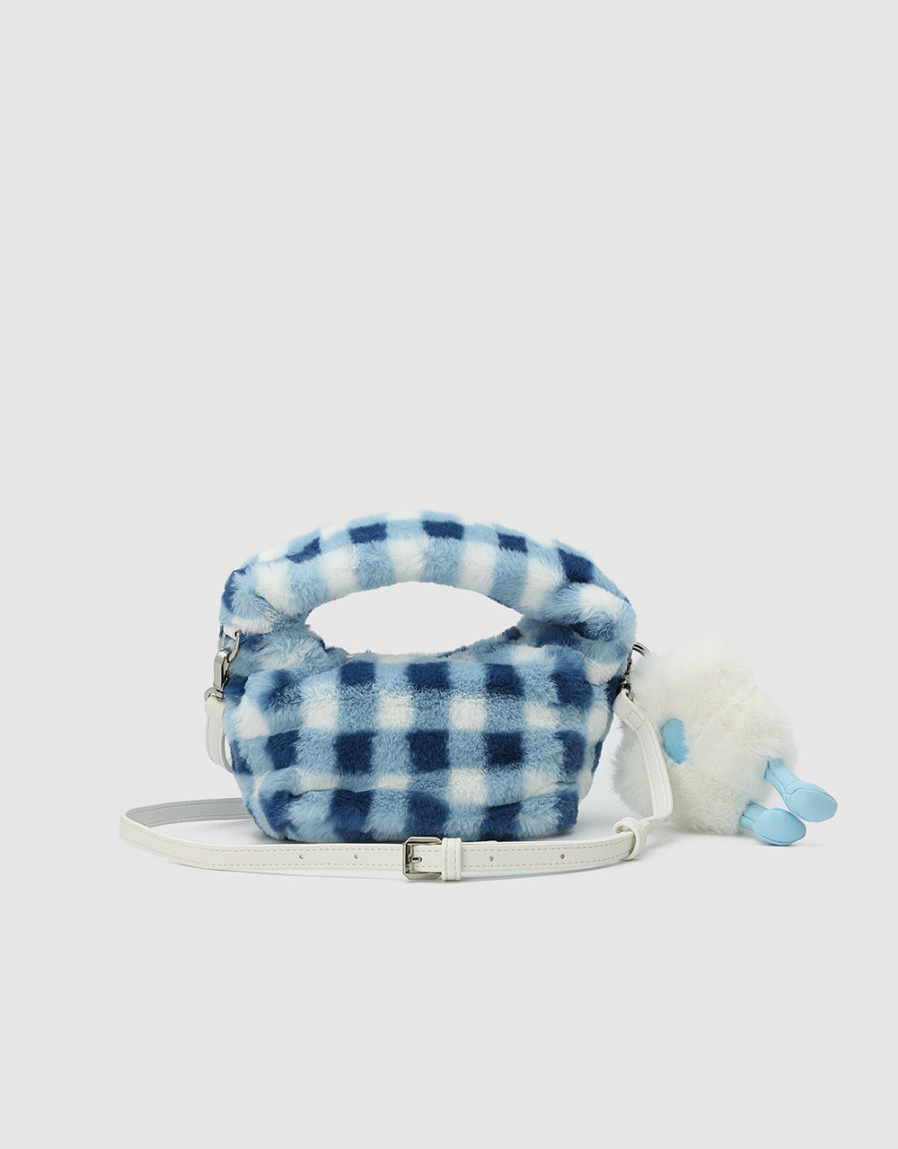 Fluffy Checkered Shoulder Bag