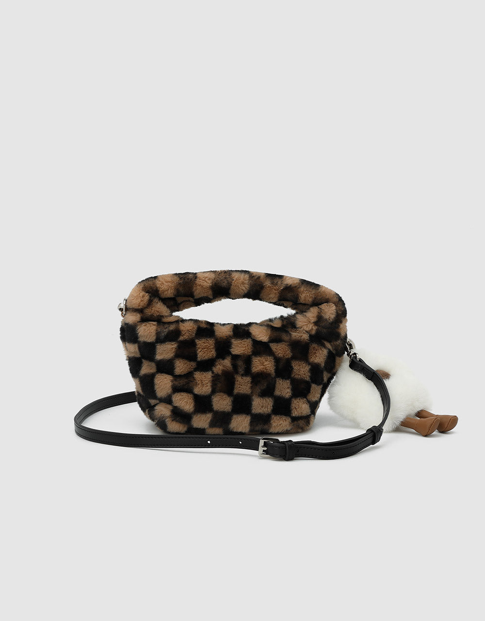 Fluffy Checkered Shoulder Bag