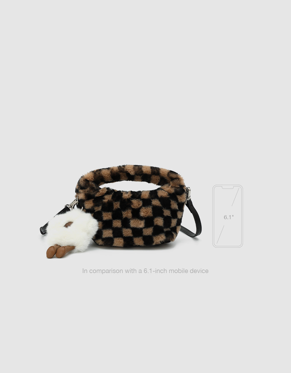 Fluffy Checkered Shoulder Bag