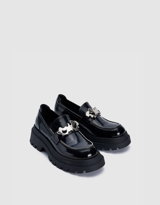 Metallic Detail Loafers