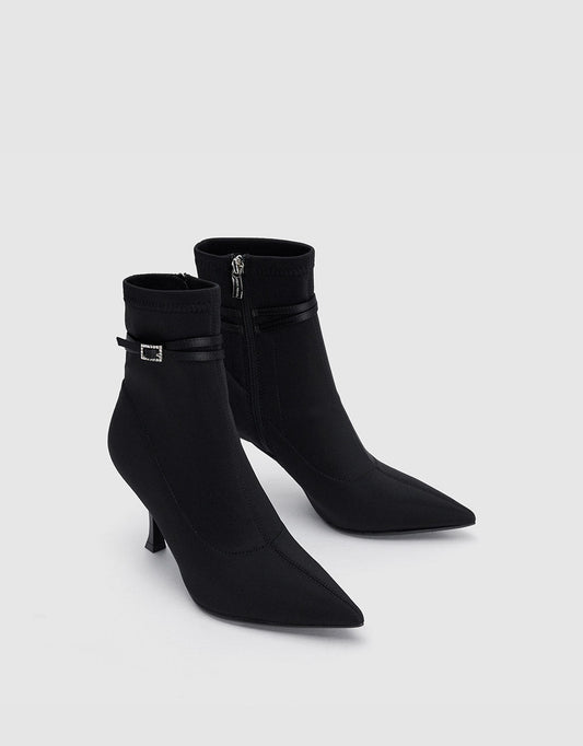 Heeled Sock Boots With Buckle