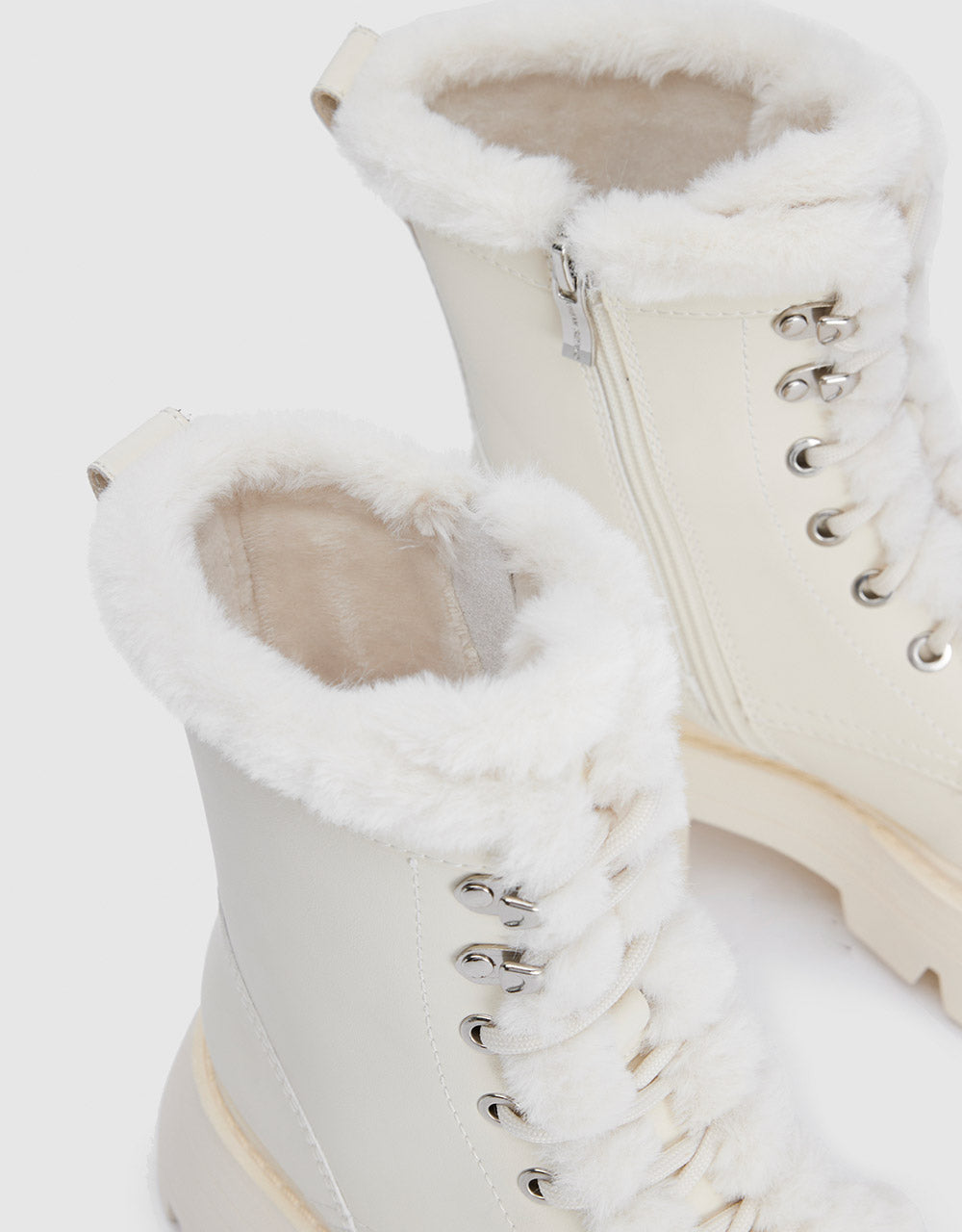 Faux Fur Trim Combat Boots