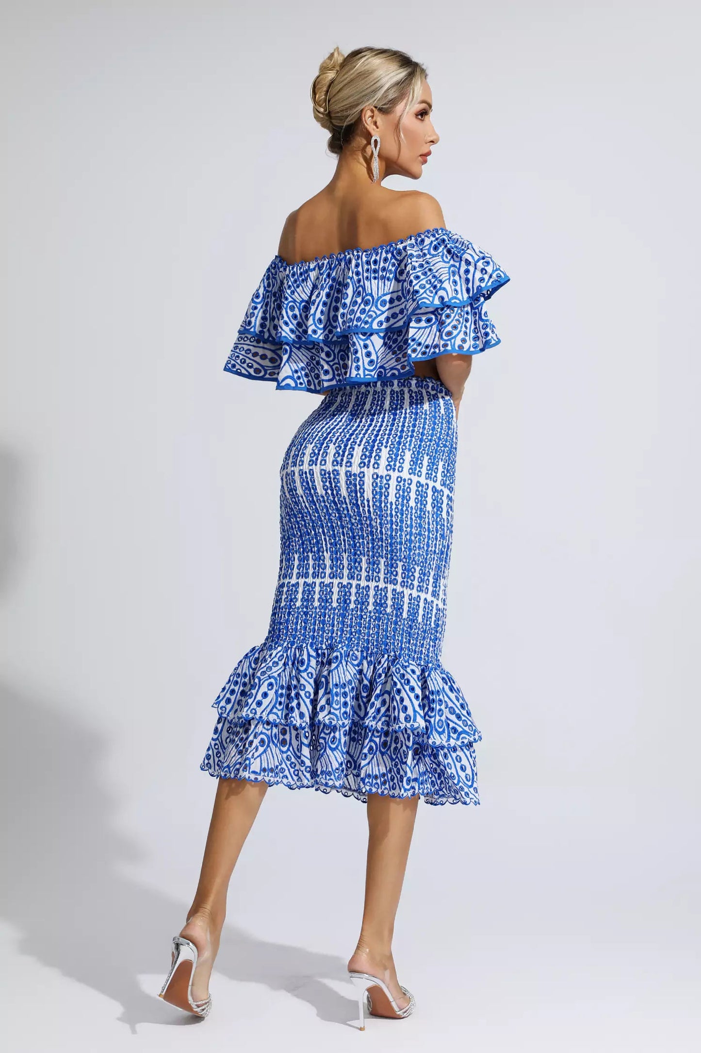 Anaya Blue Cutout Ruffle Set