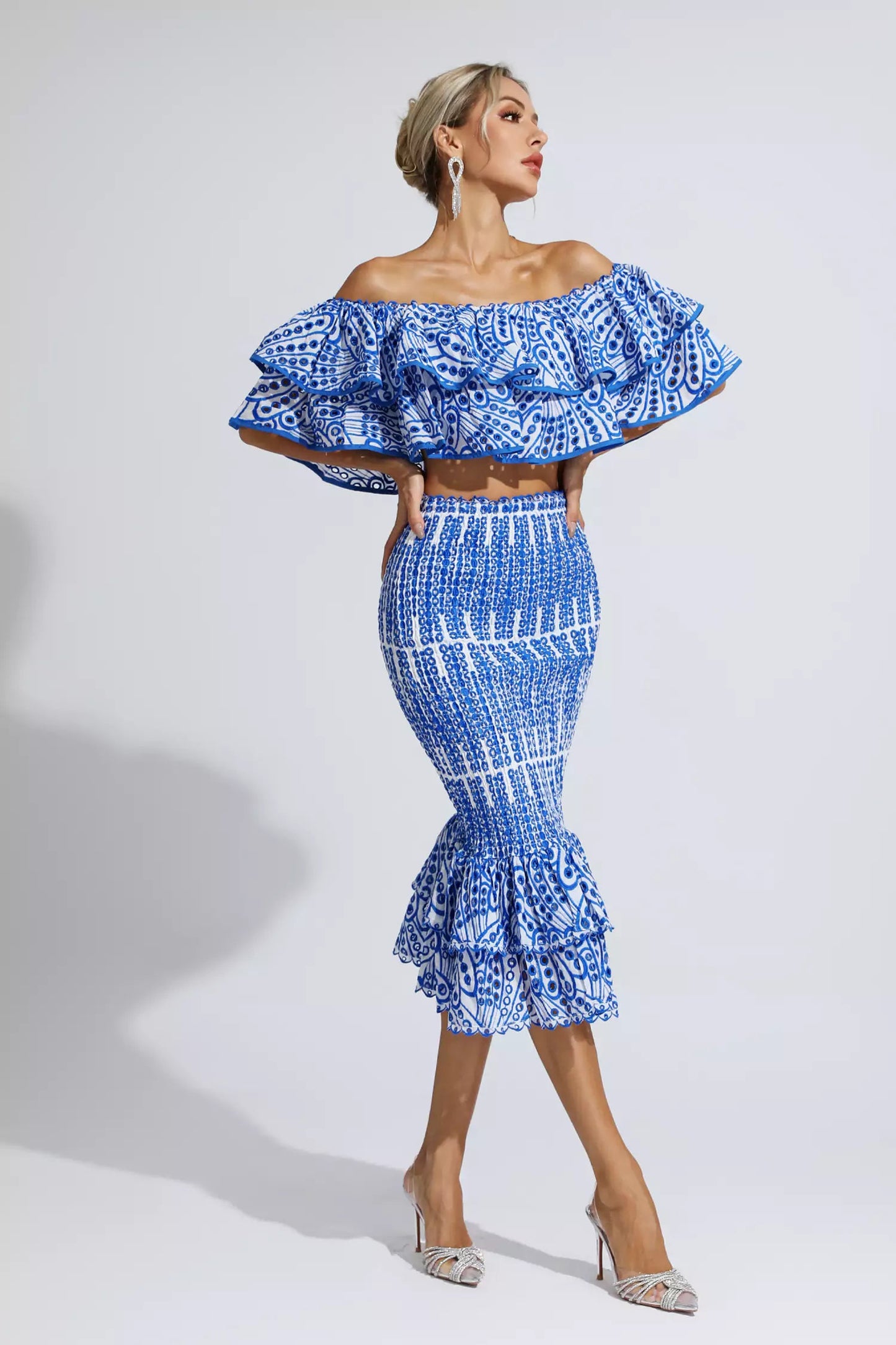 Anaya Blue Cutout Ruffle Set