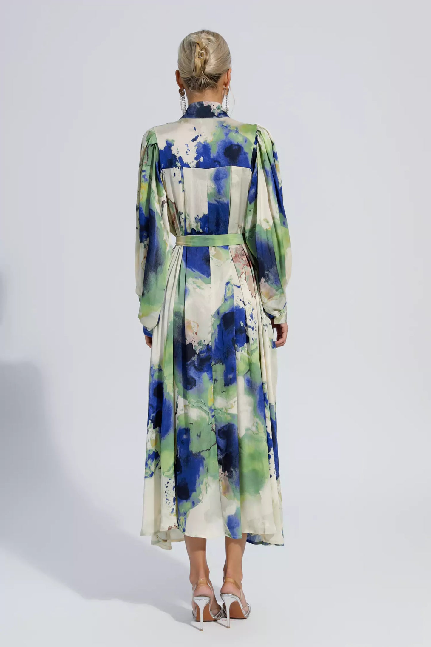 Anne Floral Tie Dye Long Sleeves Maxi Dress