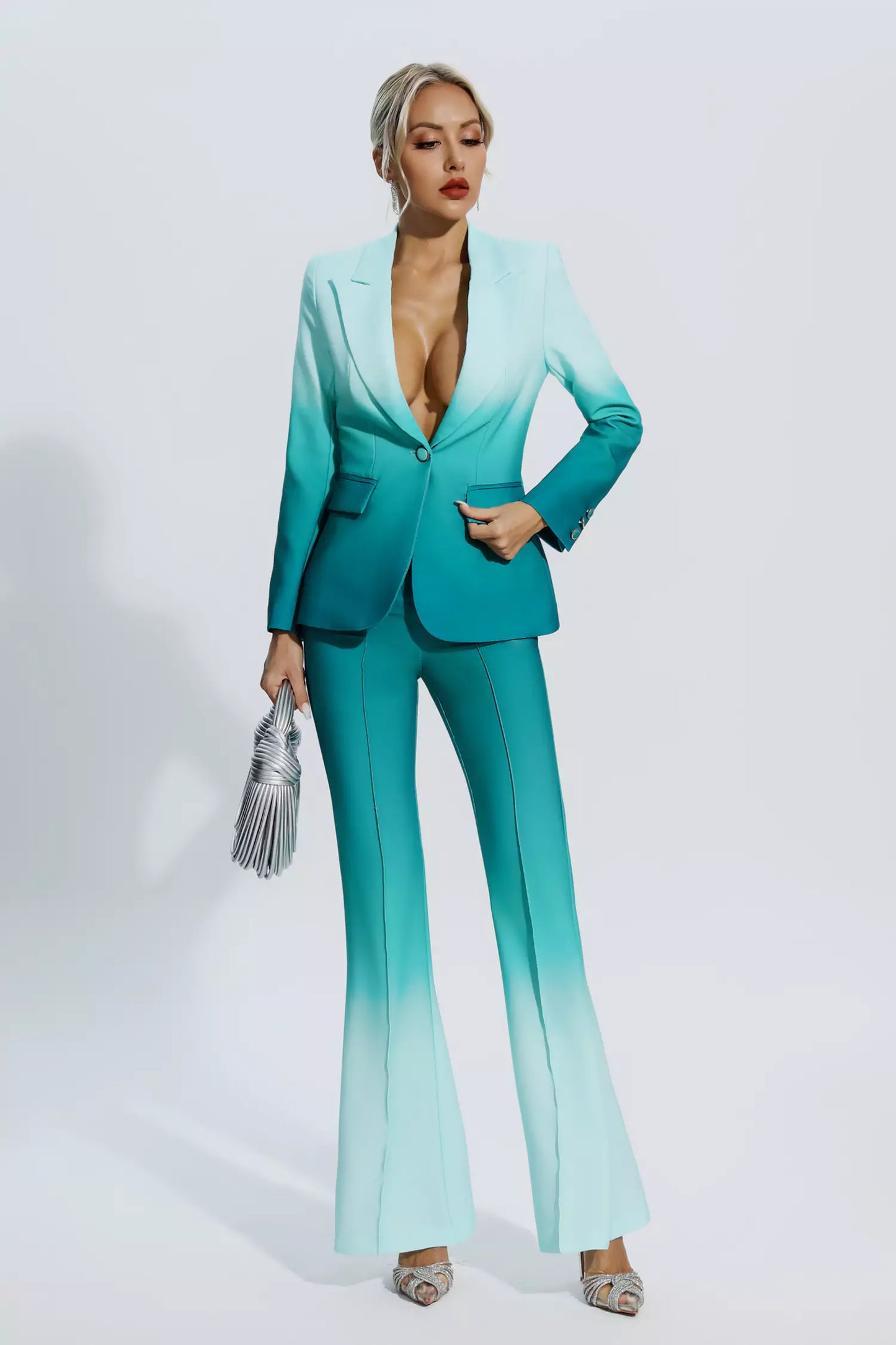 Anya Gradient Green Blazer Set