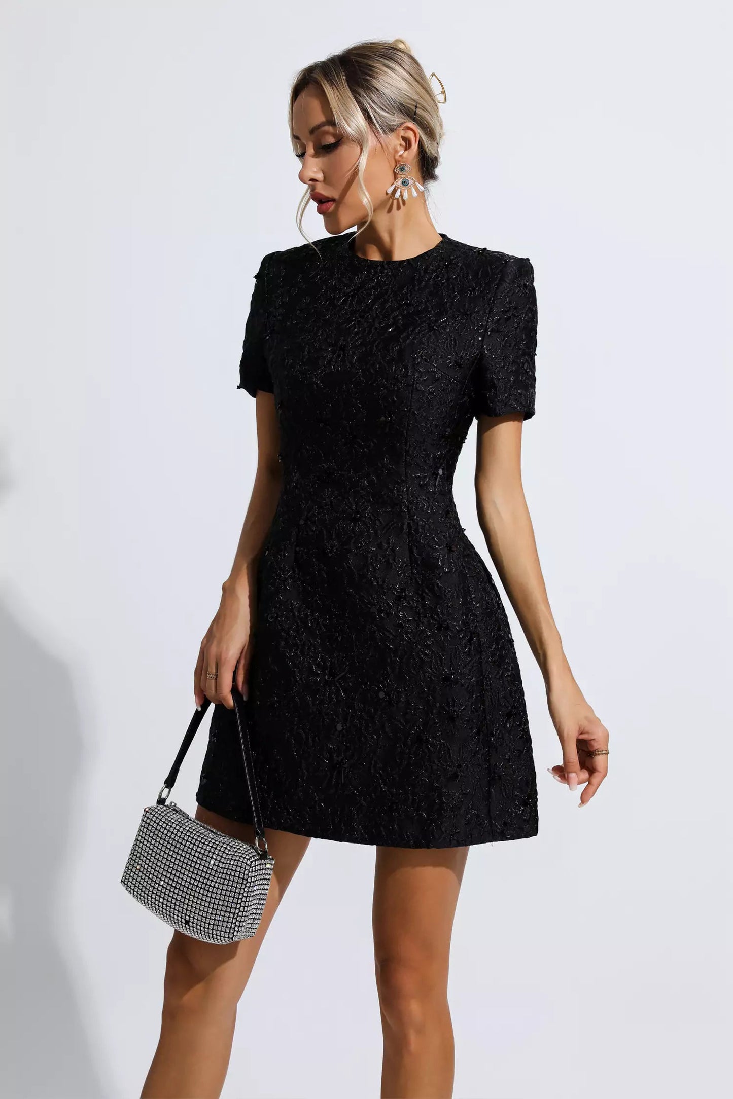 astrid silver jacquard floral mini dress Astrid Mini Dress 12 / Multi