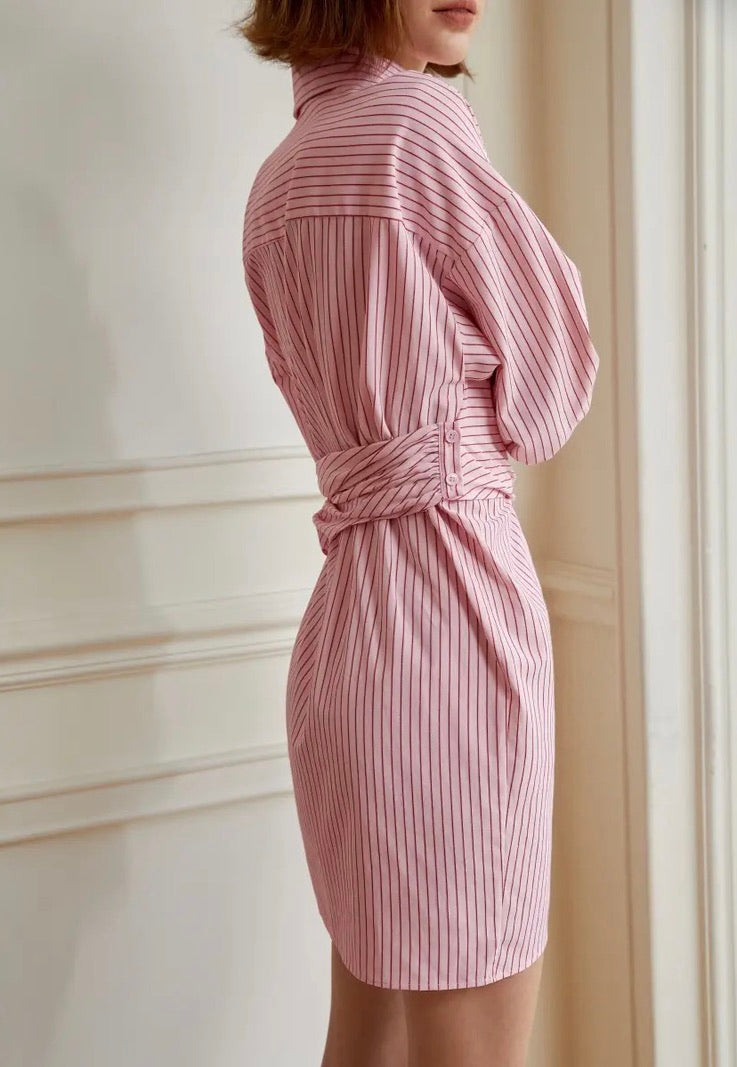 pink wrap shirt dress The Sleeveless Wrap Front Dress Pink Gingham / M
