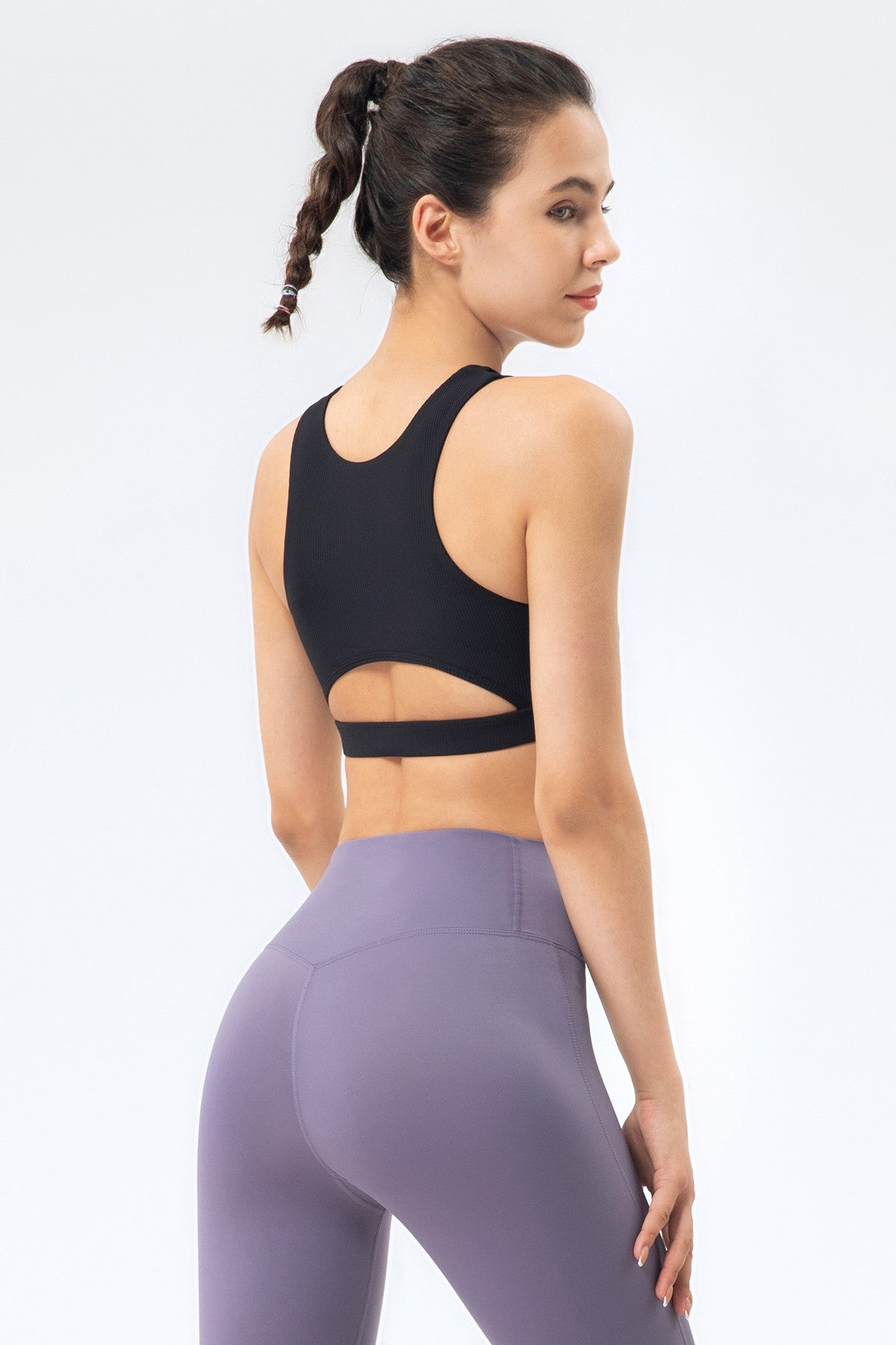 Ribbed Racerback Sports Bra High Support