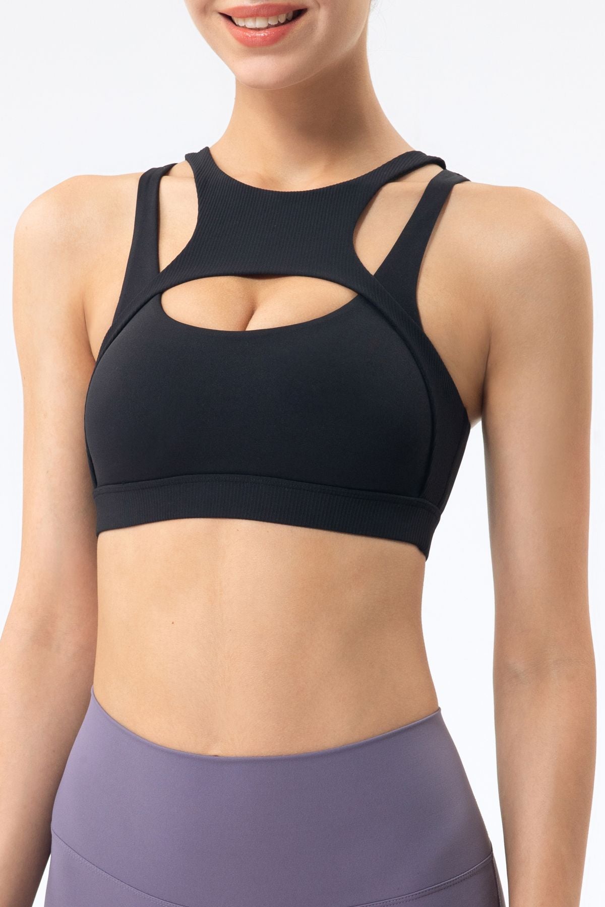 Ribbed Racerback Sports Bra High Support