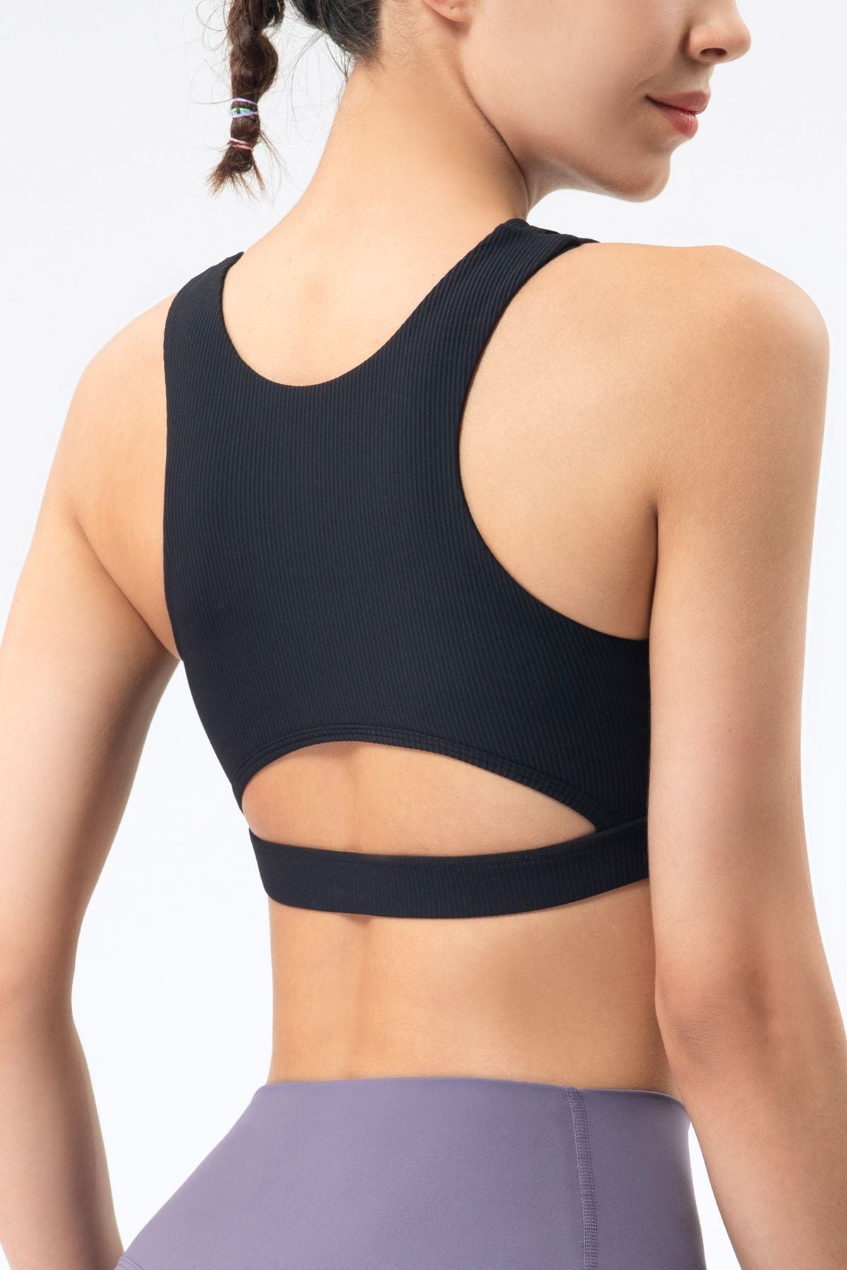 Ribbed Racerback Sports Bra High Support