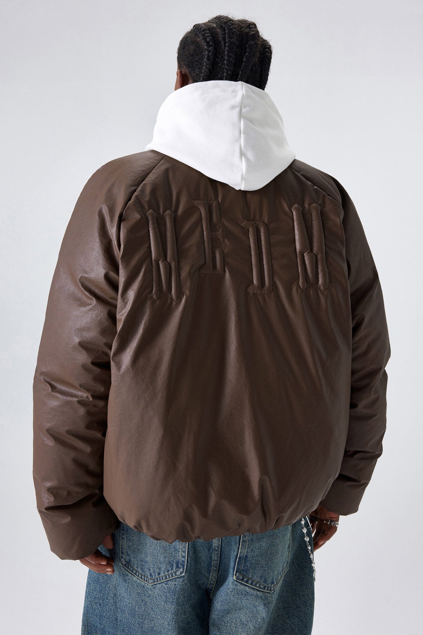 MEDM 엠보싱 가죽 다운 재킷