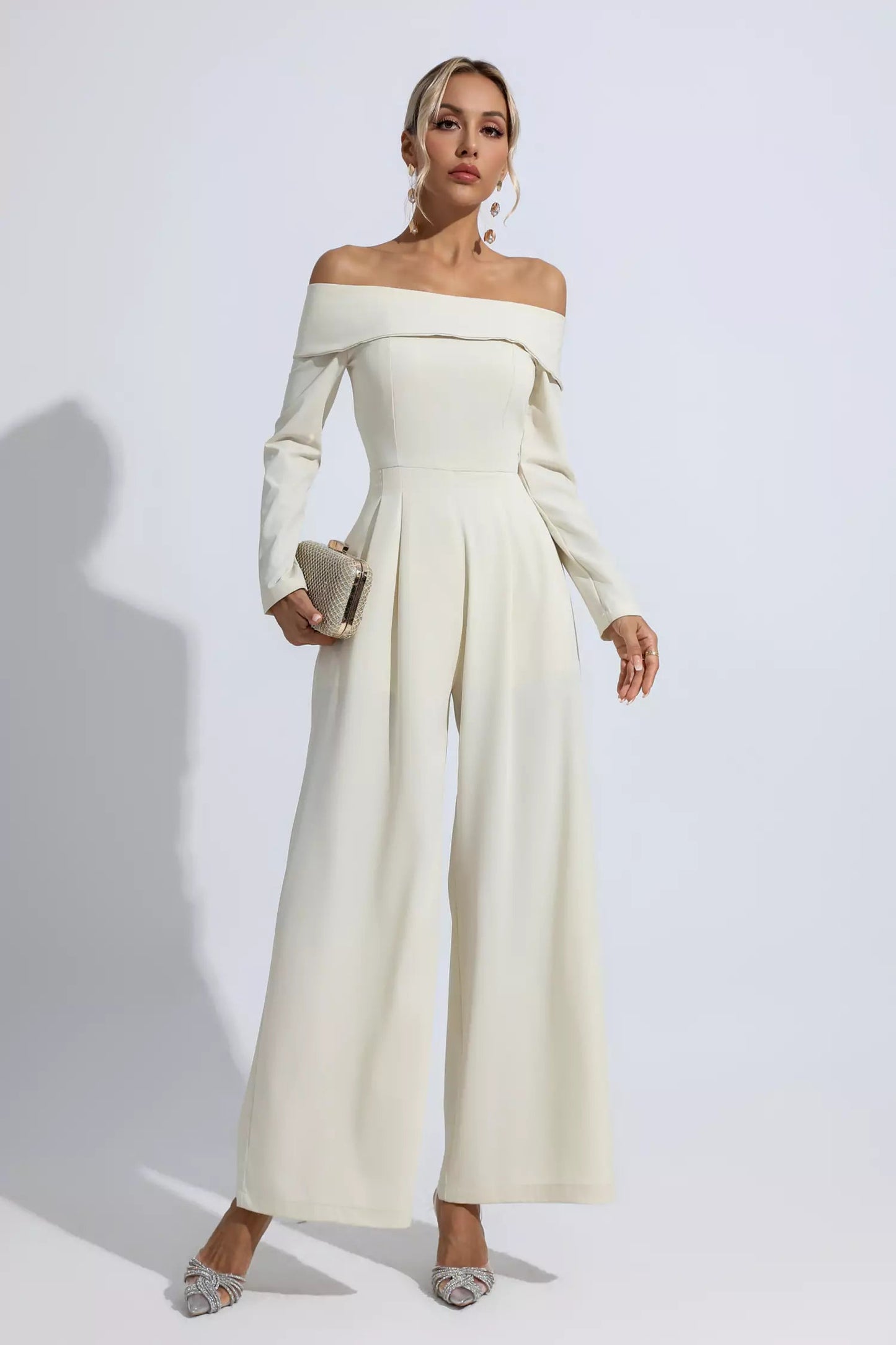 Cassidy Apricot Off Shoulder Drape Jumpsuit