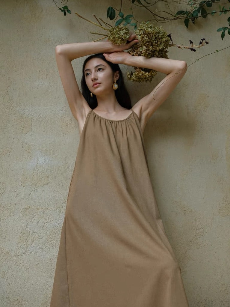 2-Way Cami Dress in Khaki