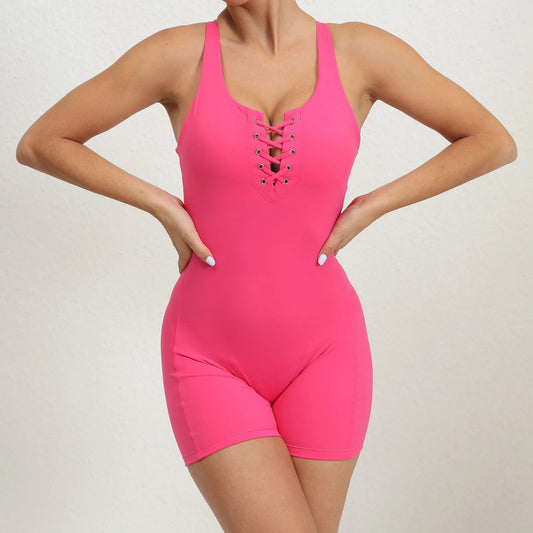 레이스 스컬프팅 롬퍼 