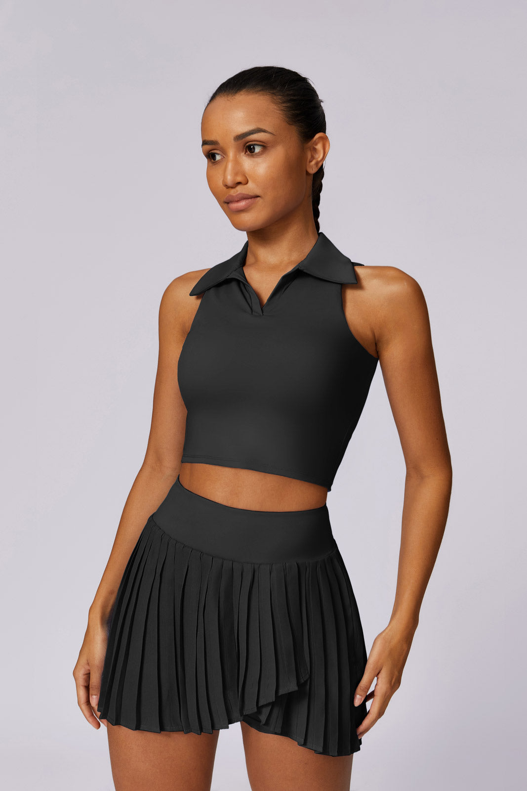 Daphne Top & Skirt Set - Black