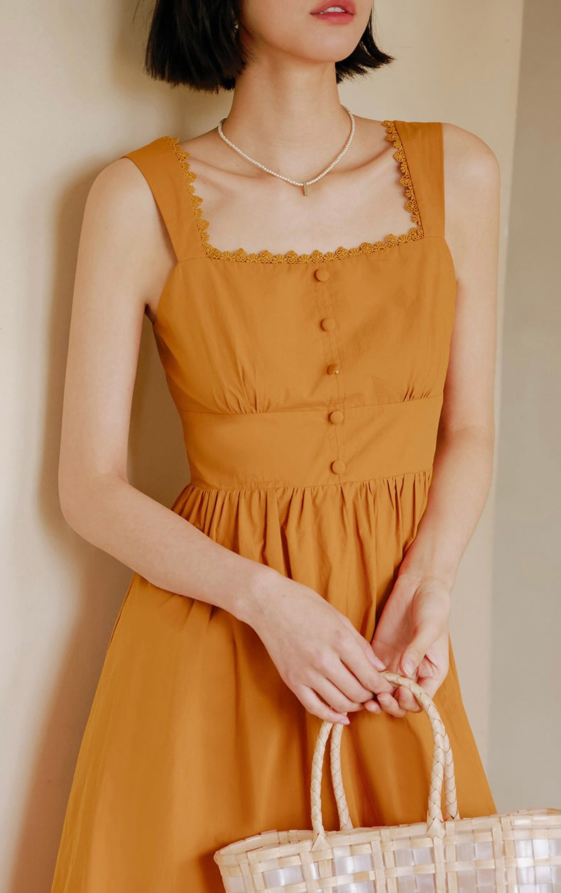 Vintage Sleeveless Dress in Orange