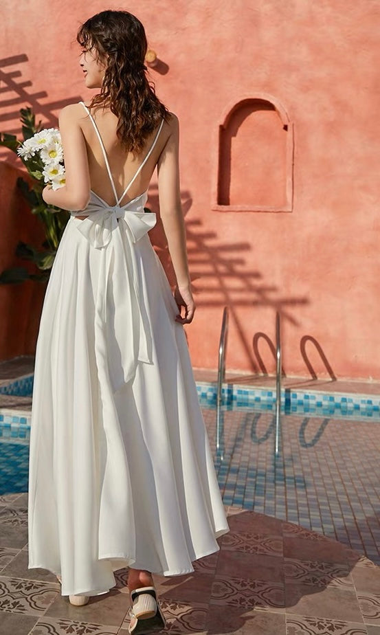 Sandstone Tie Maxi Dress in White