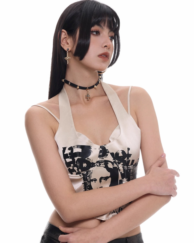 Rivet Heart Cross Choker