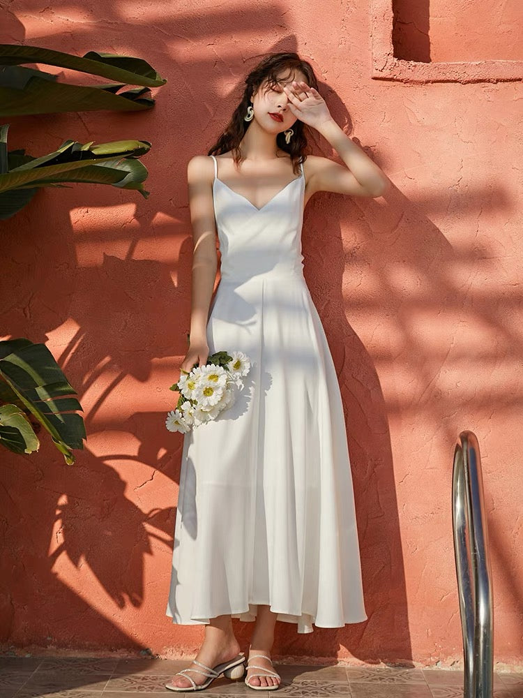 Sandstone Tie Maxi Dress in White