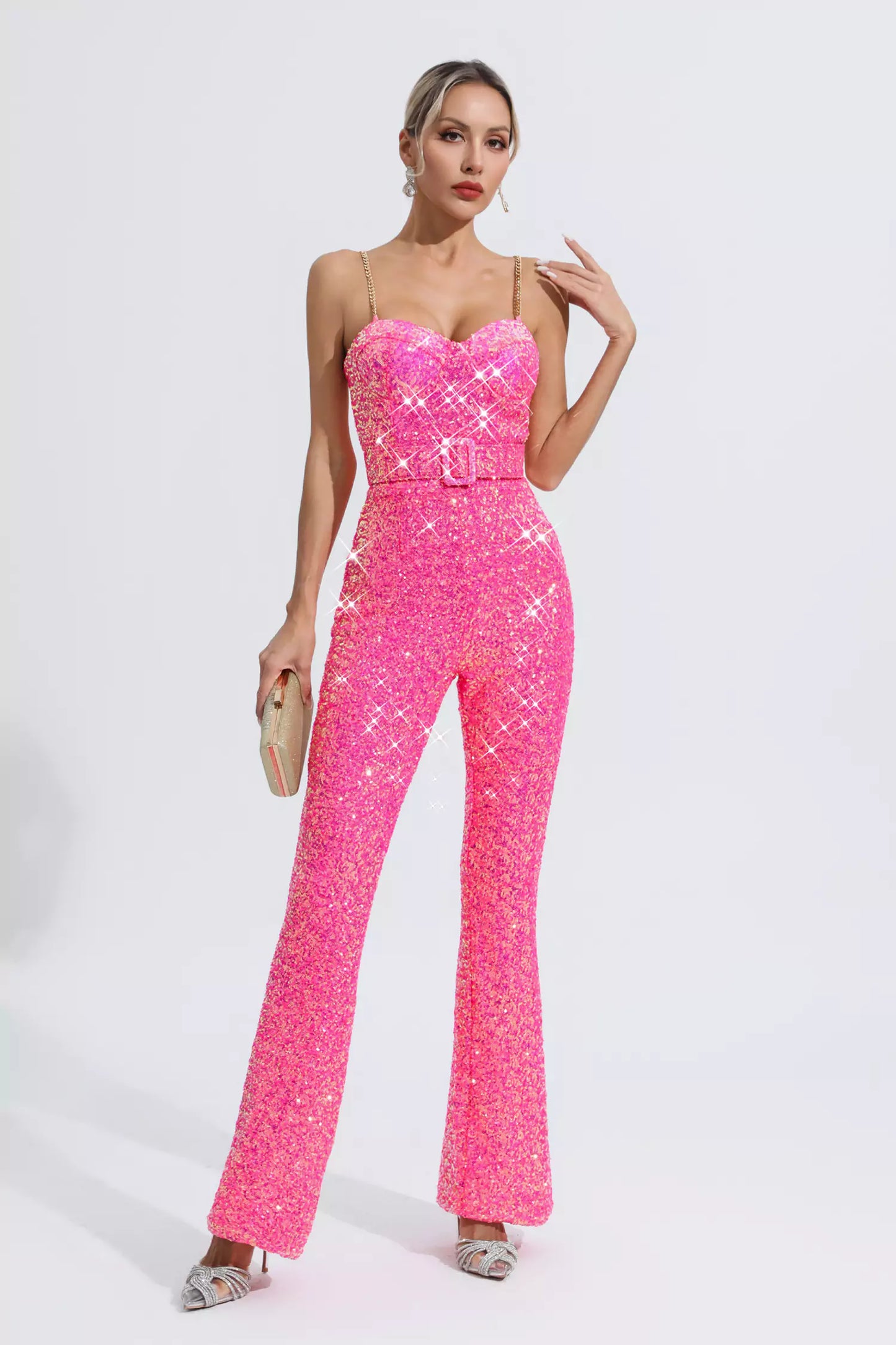 Fallon Rose Red Sequins Jumpsuit